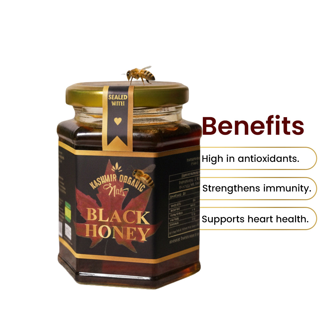 Pure Kashmir Organic Black Honey - 100% Raw & Unprocessed | 350g