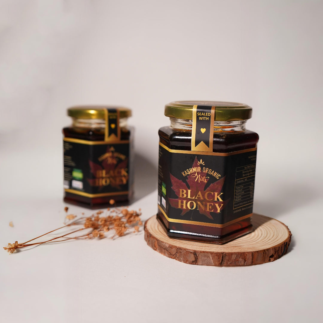 Pure Kashmir Organic Black Honey - 100% Raw & Unprocessed | 350g